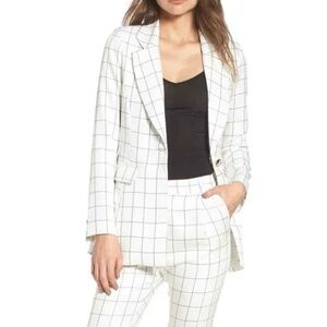 ASOS Windowpane Plaid Blazer White Size 0